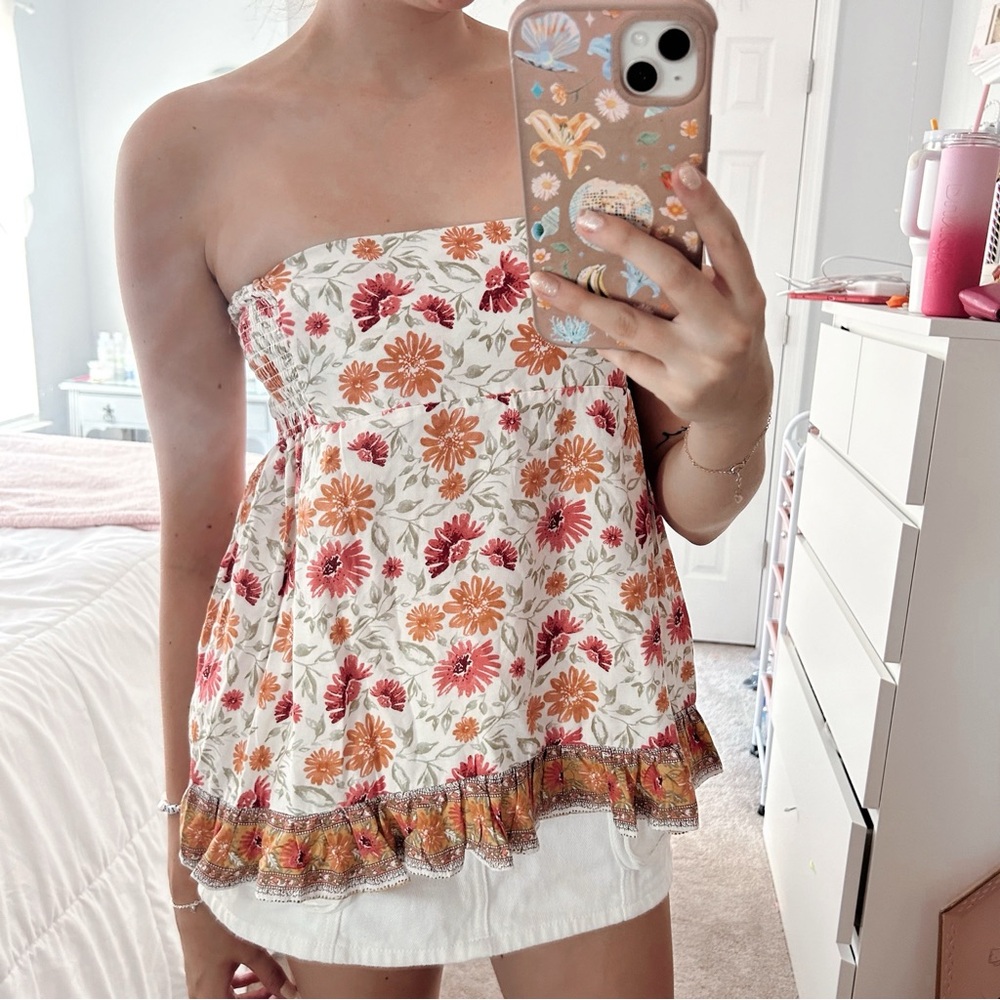 Rachel Zoe Strapless Floral Top